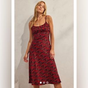 Urban Outfitters Archive Red Floral Print Midi Dress
